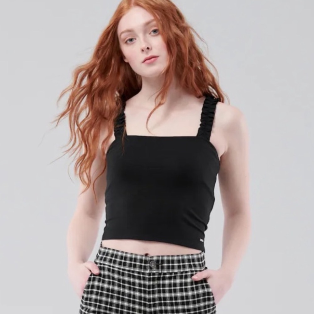 Cotton Candy L.A. Smocked Stretchy Black Cropped-Top Like NEW!